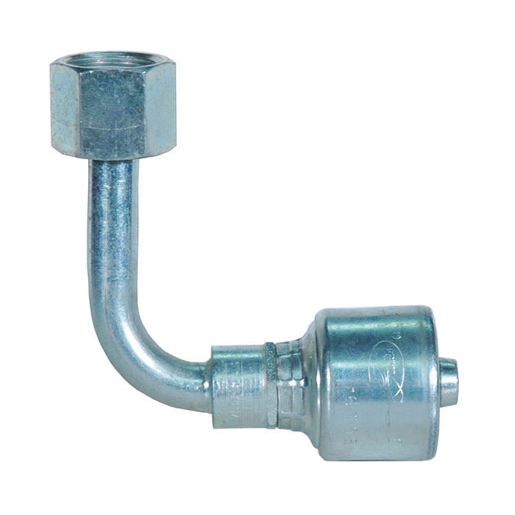 3/8 x 1/2 Female Flat-Face O-Ring Swivel 90° Elbow Long Drop (6G-8FFORX90L)