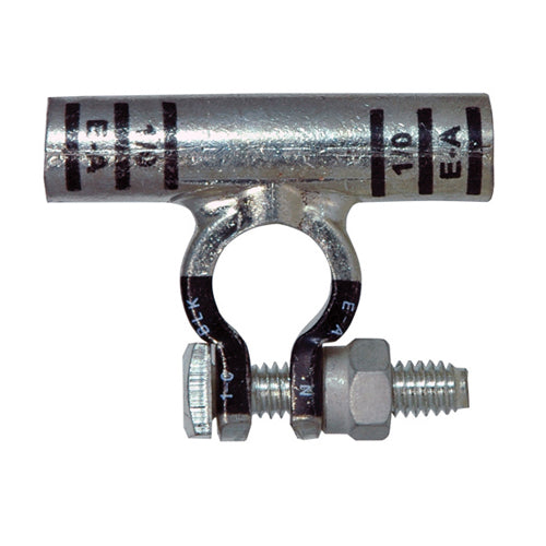 1/0 Awg Black E-A Electro-Tin Plated Solid Cast Copper Heavy Duty Negative Eco-Max® Flag Battery Terminal