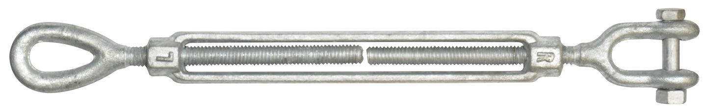 5/16 Inch x 4-1/2 Inch Hot Galvanized 1030 Carbon Steel Jaw and Eye Turnbuckle