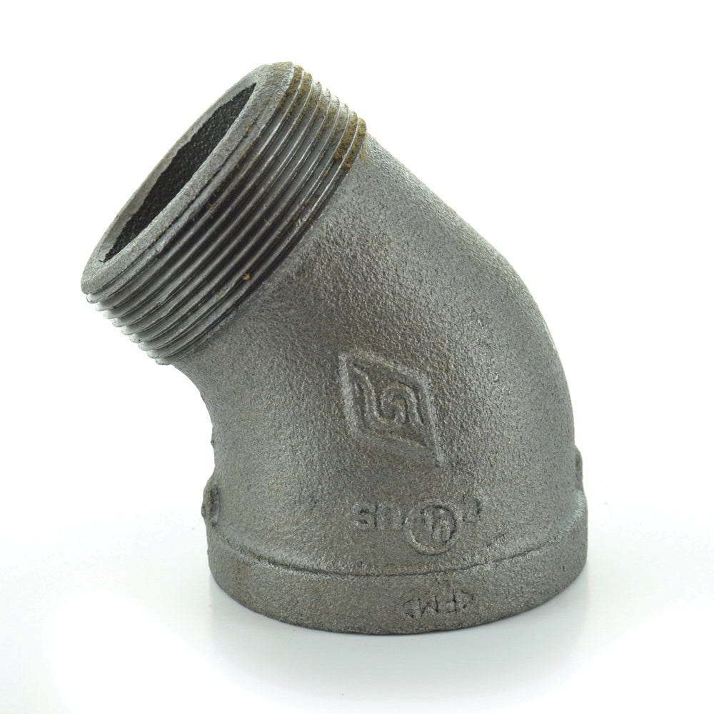 3/8" Schedule 40 Malleable Iron 45 Degree Street Elbow Black