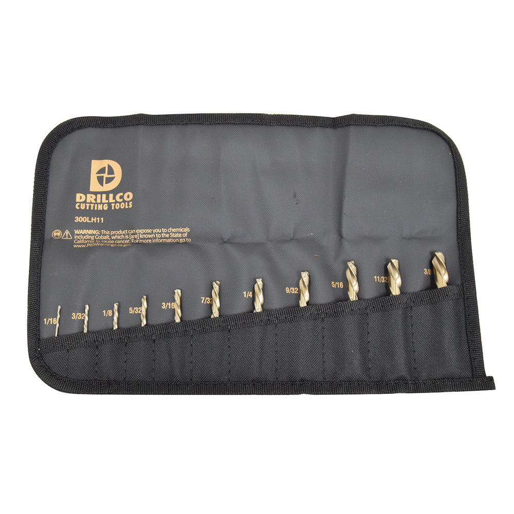 LEFT HAND DRILL BIT SET - 11 PC WITH POUCH