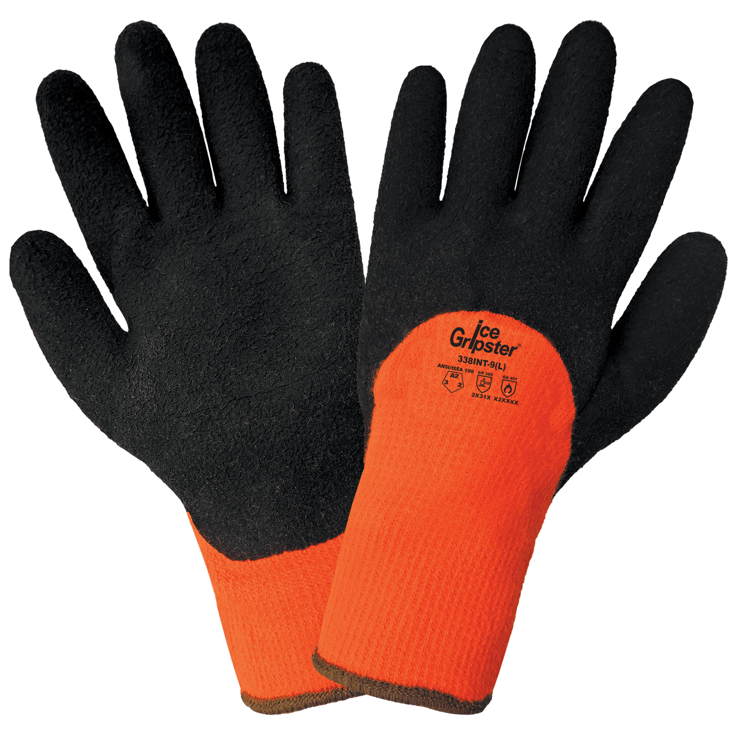 Ice Gripster Three-Quarter Foam Rubber Coated Palm High-Visibility Low Temp Gloves with Cut, Abrasion, and Puncture Resistance X-Large