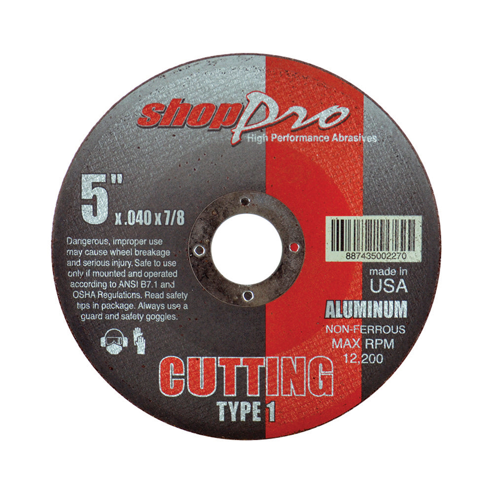 Shop Pro Type 1 Aluminum Cut-Off Wheel - 5" x .040" x 7/8"