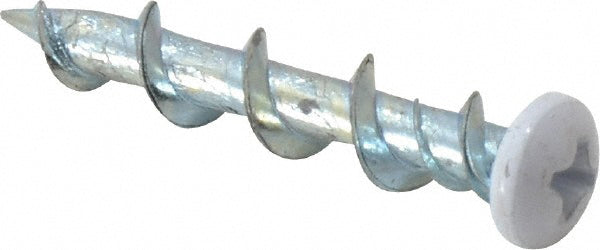 3/16 Inch x 1-1/4 Inch White Pan Head Concrete Screws Wall-Dogâ„¢ Anchor - 100 Per Box