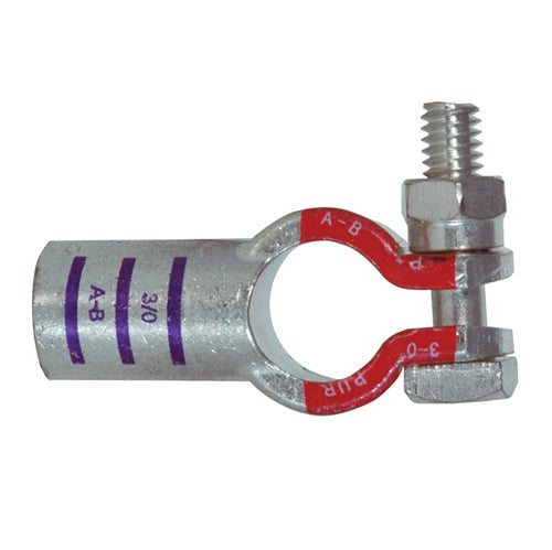 3/0 Awg Purple A-B Electro-Tin Plated Solid Cast Copper Heavy Duty Positive Eco-Max® Straight Battery Terminal