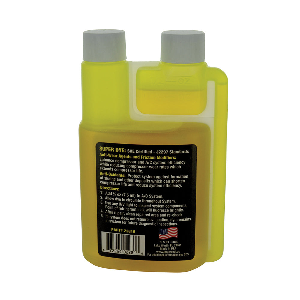 U/V Leak Detection Dye safe for R143a- HFO-1234yf- Hybrid and Electric A/C Systems - 8 Oz