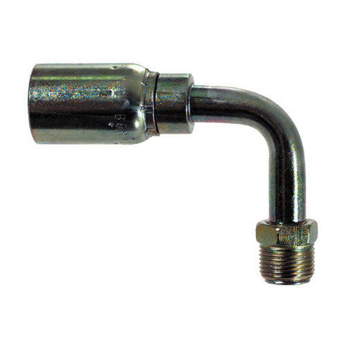 Male Swivel Inverted Flare 90 Degree Elbow 3/8 Inch Hose X 1/4 Inch Tube X 7/16-24 Thread