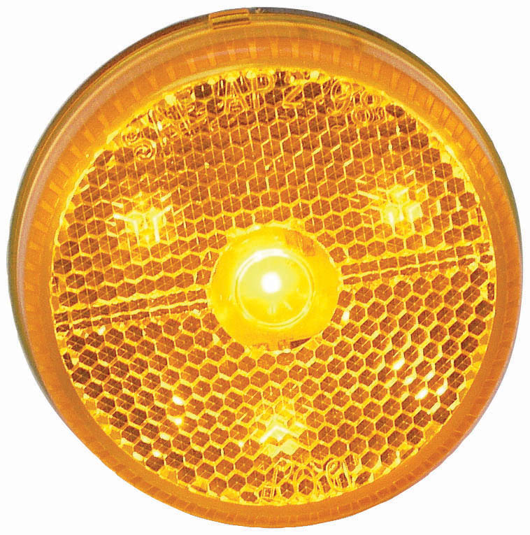LED M/C P2 RND AMP HSG W/RFLX 2.5" amber