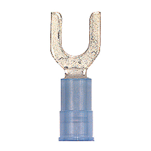 16-14 Gauge Fork Spade Terminal #10 Stud Nylon Insulated Blue