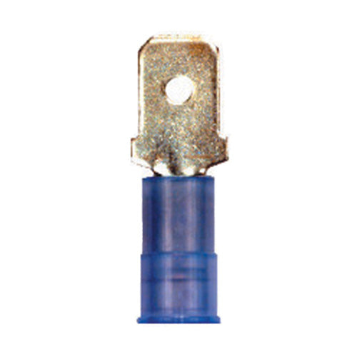 16-14 Gauge Male Push On Connector 1/4" Tab Nylon Insulated Blue
