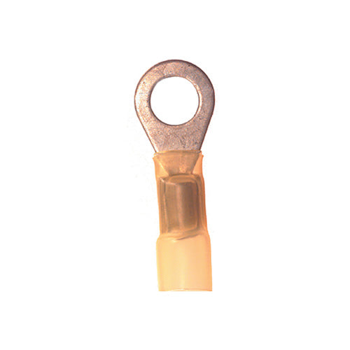 12-10 Gauge Ring Terminal Solder Shrink Nylon Insulated 5/16" Stud Yellow