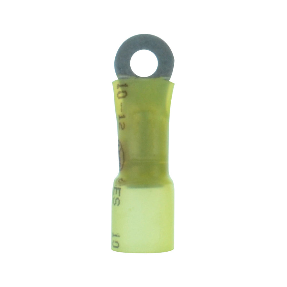 12-10 Gauge Lead Free Heat Shrink, Crimp & Solder Ring Terminal #6 Stud Yellow