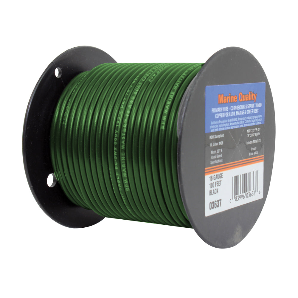14 Ga Boat Cable Green 100' Roll