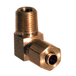 1/4 Inch x 1/4 Inch Brass Poly-Fit Flareless Tube Male Elbow