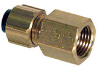 3/8 Inch x 1/2 Inch Brass Poly-Fit Flareless Tube Female Connector