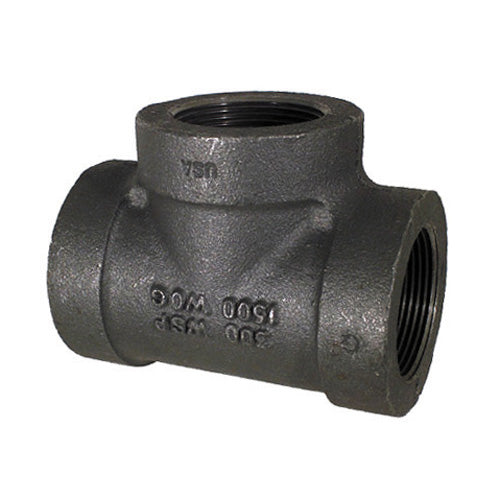 2 Inch Sch 80 Fnpt Black Malleable Iron Straight Tee