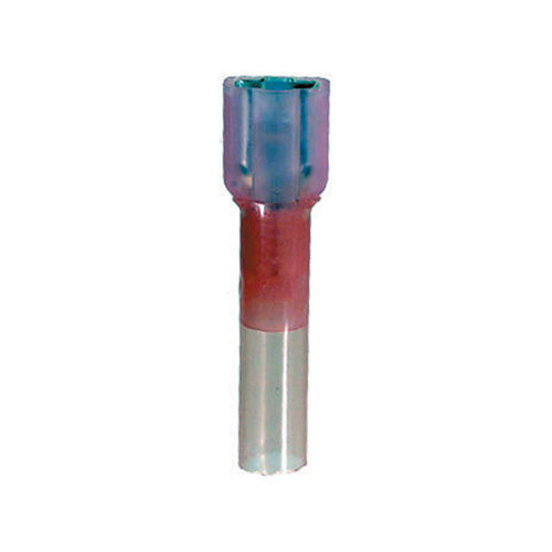 22-18 Gauge Female Push On Connector 1/4" Tab Fully Insulated Heat Shrink Nylon Red