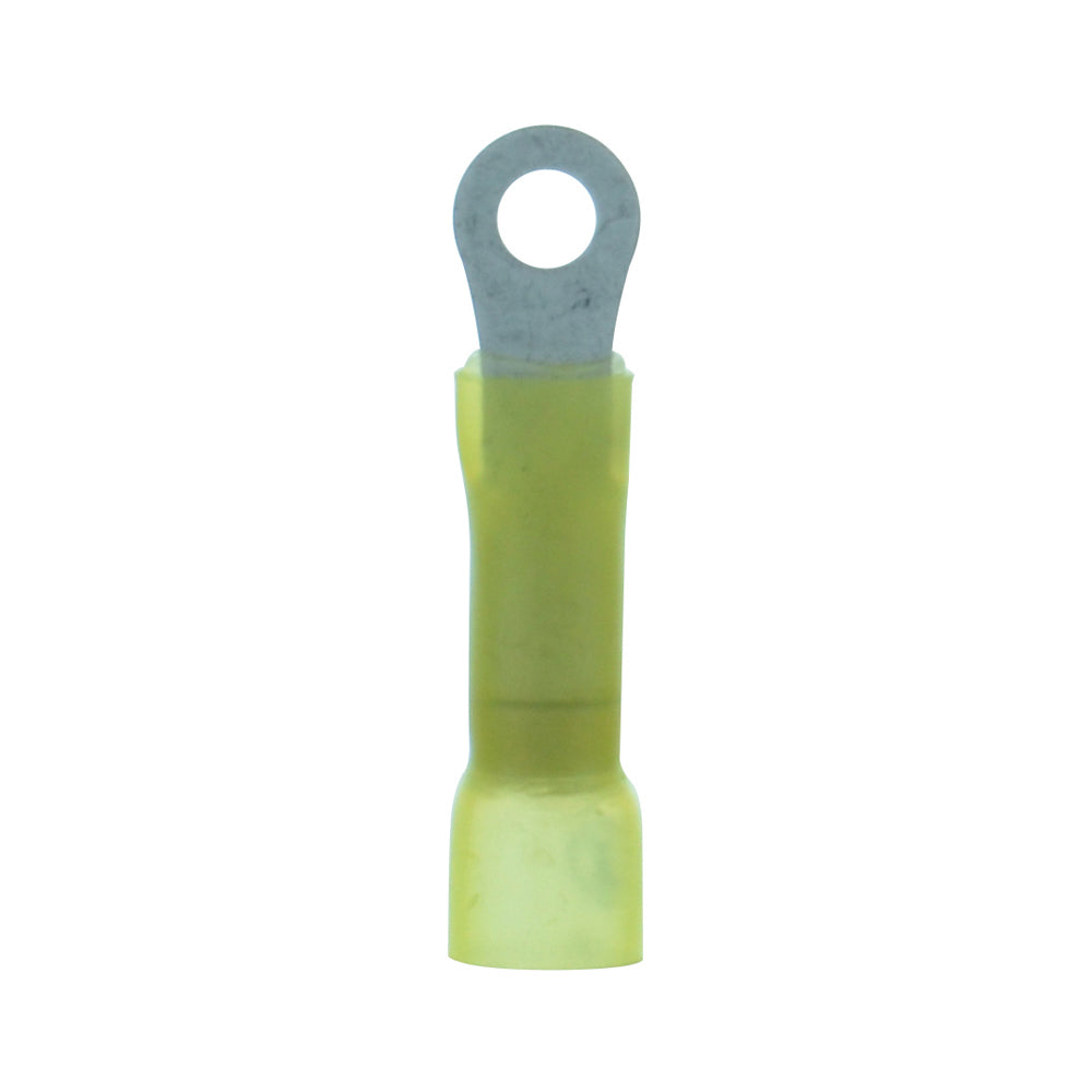 12-10 Gauge Lead Free Heat Shrink, Crimp & Solder Ring Terminal #8 Stud Yellow