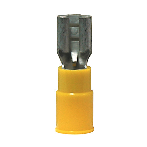 12-10 Gauge Female Push On Connector 1/4" Tab Pvc Insulated Yellow
