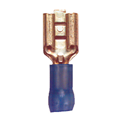 16-14 Gauge Female Push On Connector 1/4" Tab Nylon Insulated Blue