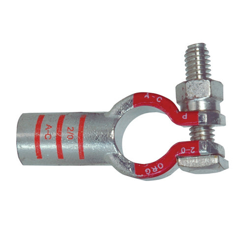 2/0 Awg Orange A-C Electro-Tin Plated Solid Cast Copper Heavy Duty Positive Eco-Max® Straight Battery Terminal