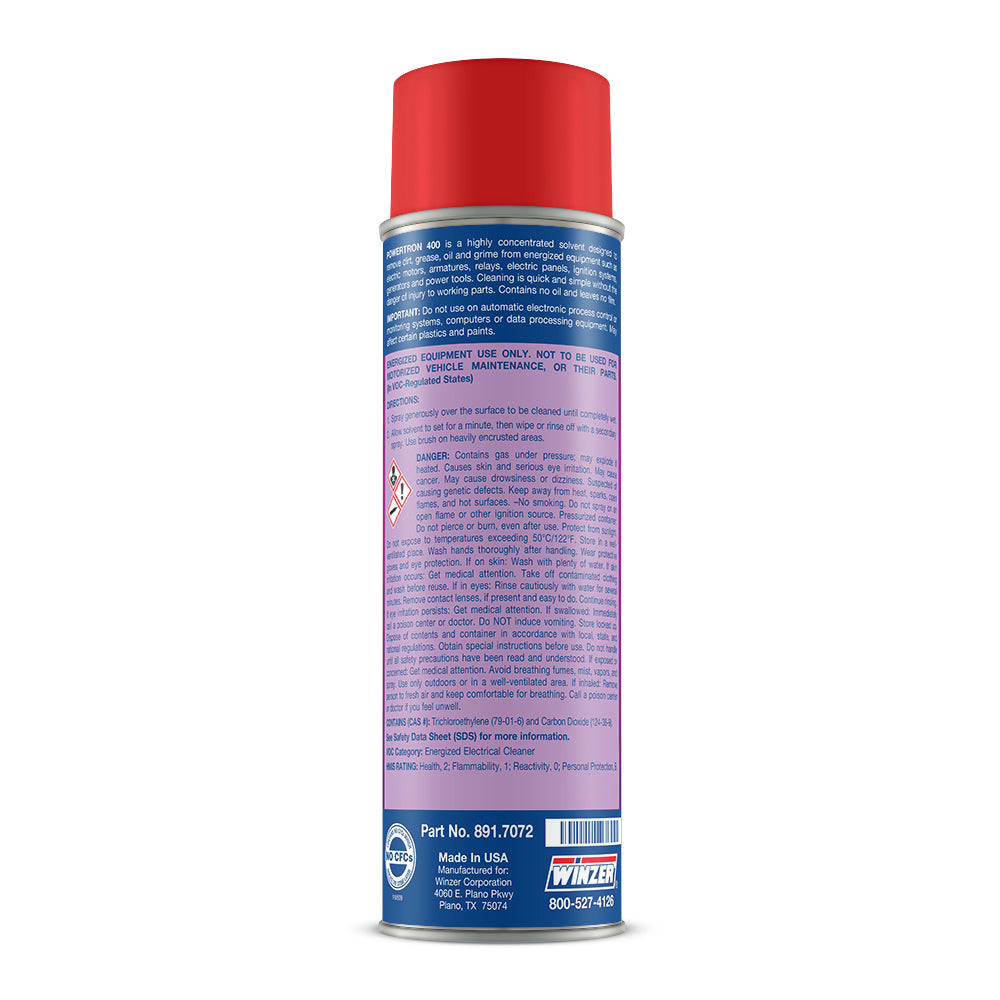 Winzer Powertron 400 Industrial Strength Energized Electrical Cleaner - 19 Oz Net Wt. - Aerosol