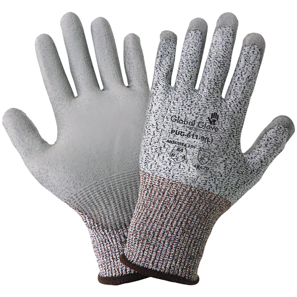 Salt-and-Pepper Polyurethane Coated Cut Resistant Gloves A4 Medium