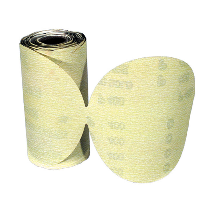 6 Inch Gold Aluminum Oxide Dri-Lube Resin Paper Stick-On Abrasive 120 Grit Roll of 100