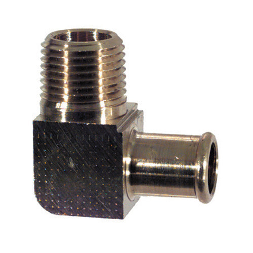 3/4 Inch x 1/2 Inch 90 Degree Elbow Tube to Male Pipe Connector Brass Fuel Hose - Single Barb