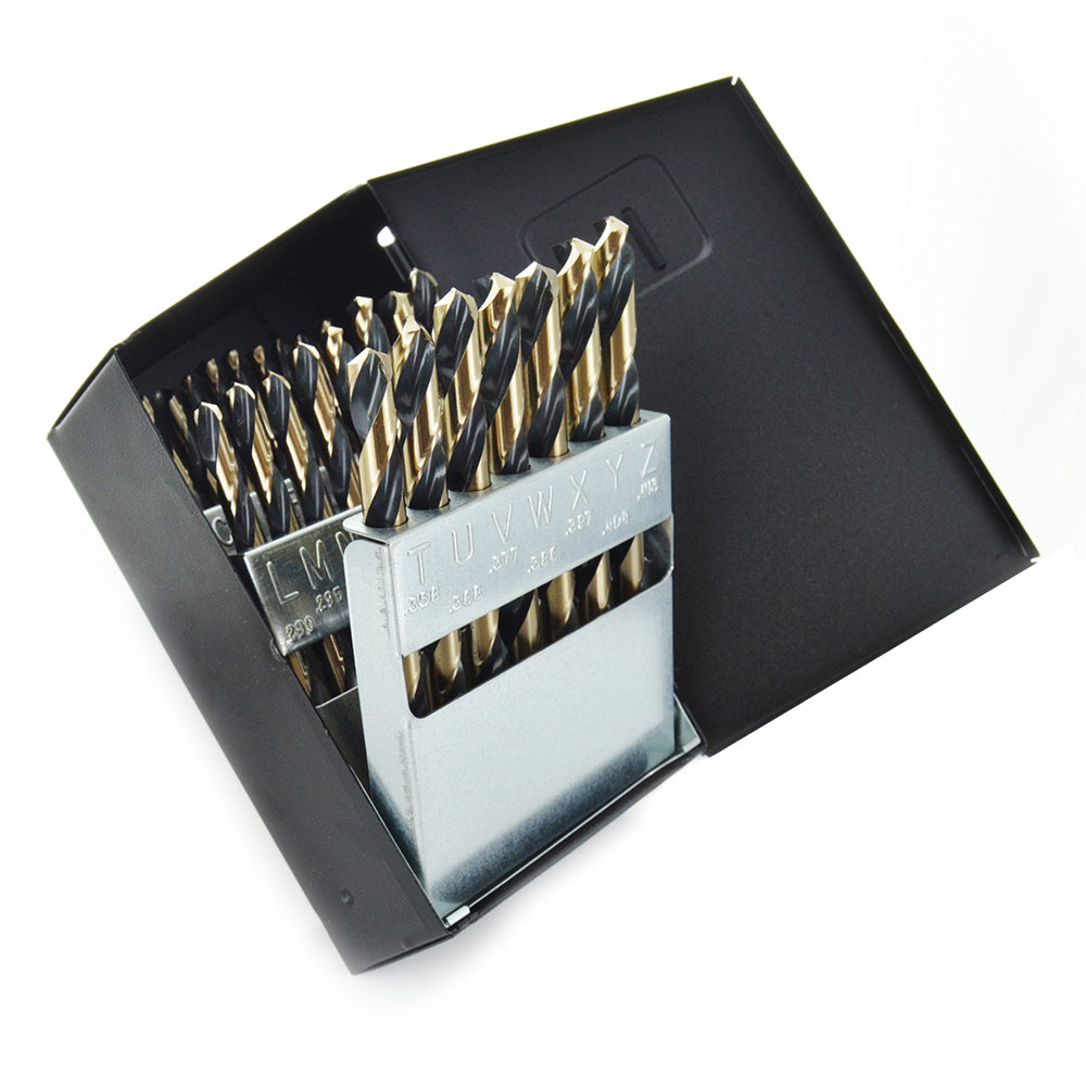 26 Piece Amber Gold High Molybdenum Tool Steel Letter Size Drill Set With Metal Index