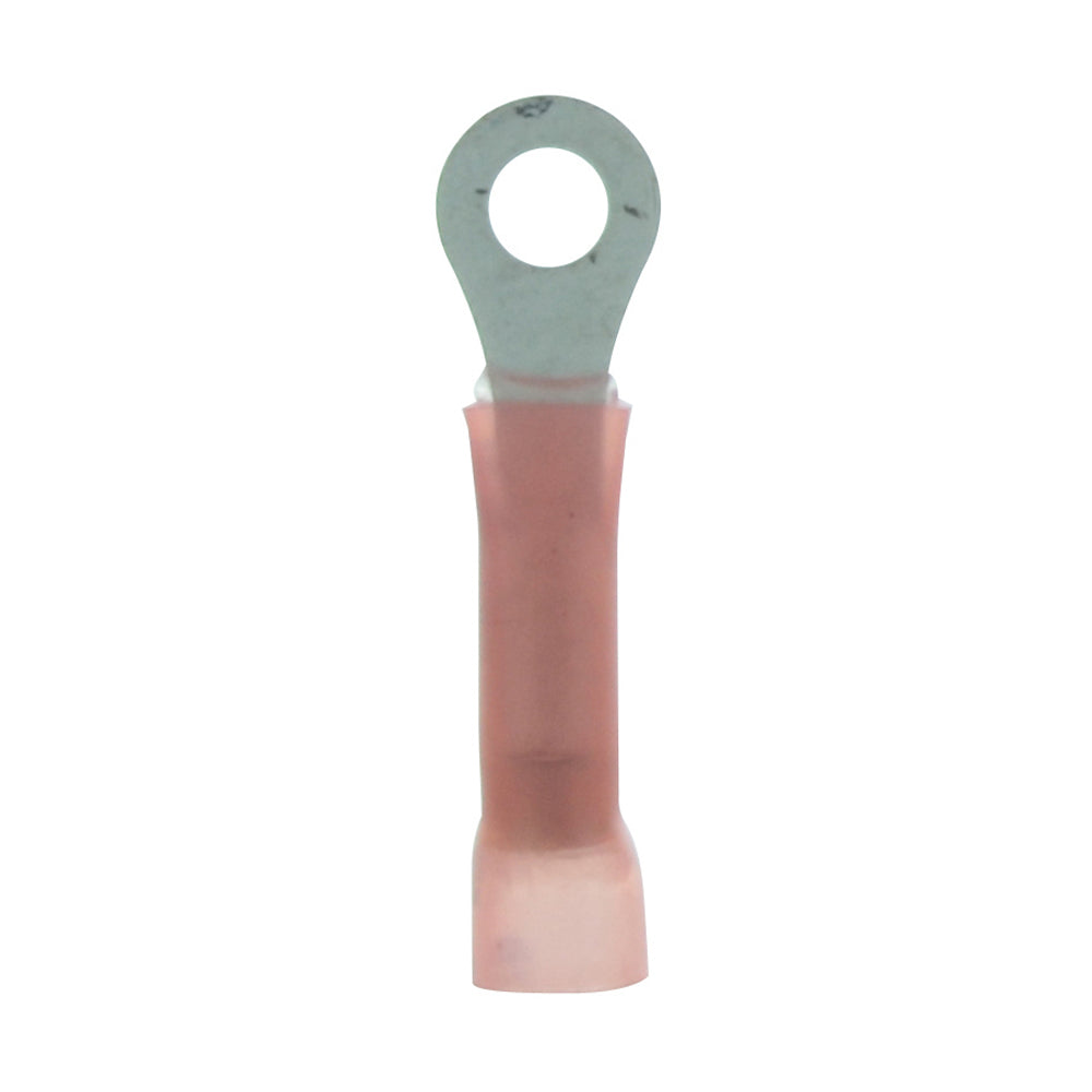 22-18 Gauge Lead Free Heat Shrink, Crimp & Solder Ring Terminal #8 Stud Red