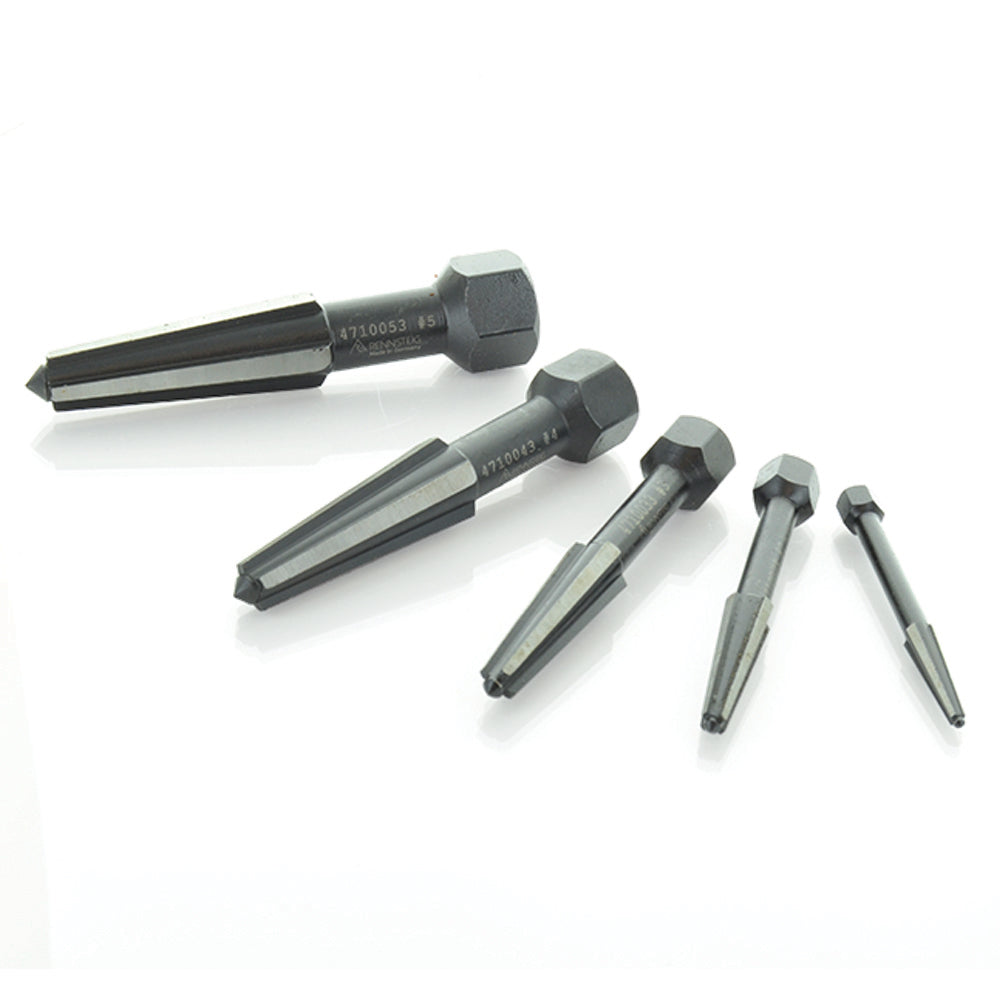 5-Piece Burnished Hardened Chrome Vanadium Steel Tapered Flute Dual-Edged Screw Extractor Set