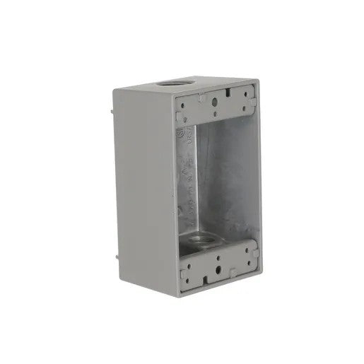 1-Gang Weatherproof Box- Four 1/2 in. Threaded Outlets- Gray