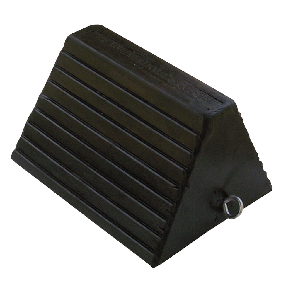 Black Fiber-Reinforced Rubber Pyramid Wheel Chock - 9-1/2 Inch x 7-3/4 Inch x 5-5/8 Inch
