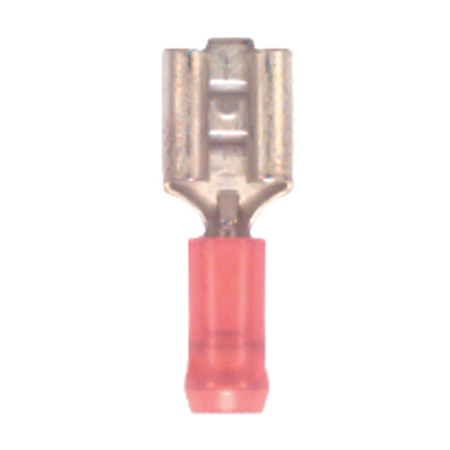 22-18 Gauge Female Push On Connector 1/4" Tab Nylon Insulated Red