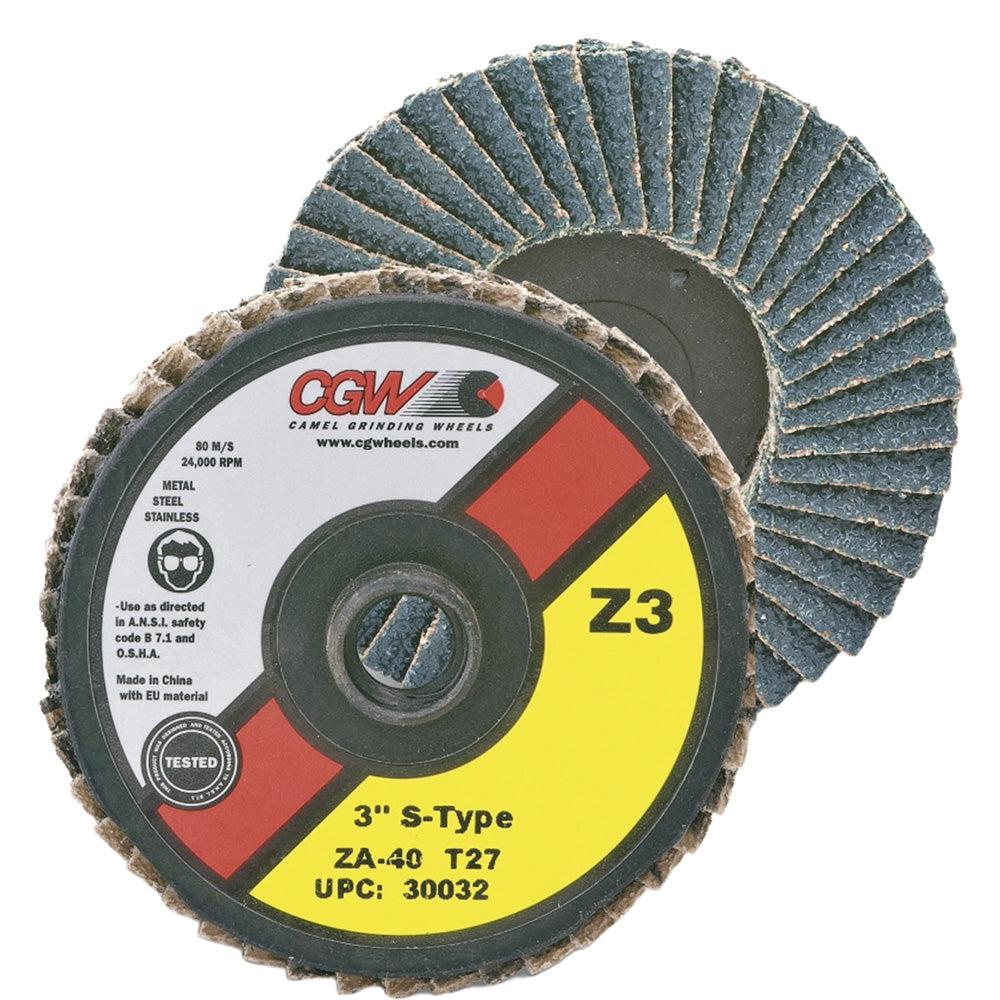 3 Inch Regular 80 Grit Premium Z3 Zirconia Alumina Grain Type 27 Roll-On Quick Change Mini Flap Disc