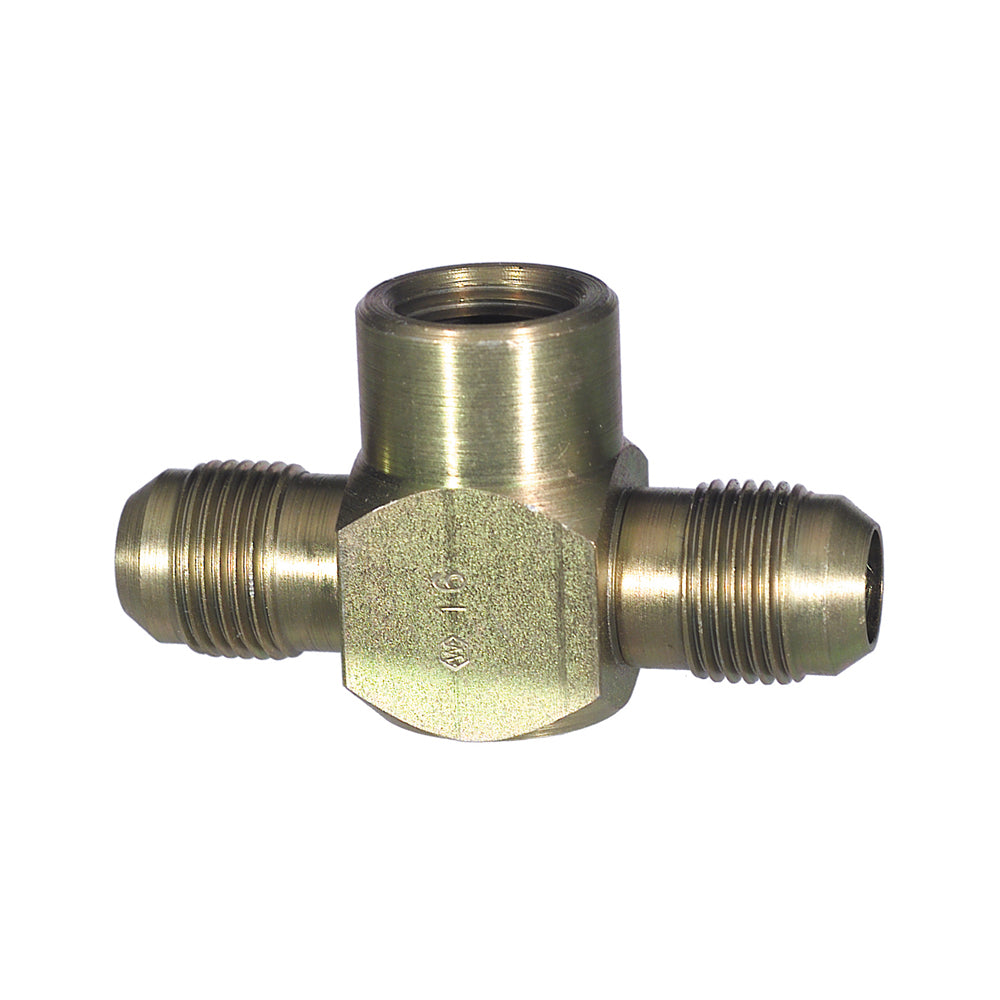 1/2 Inch 4500 psi Zinc Plated Yellow Dichromate Carbon Steel Jic 37 Degree Female Branch Tee