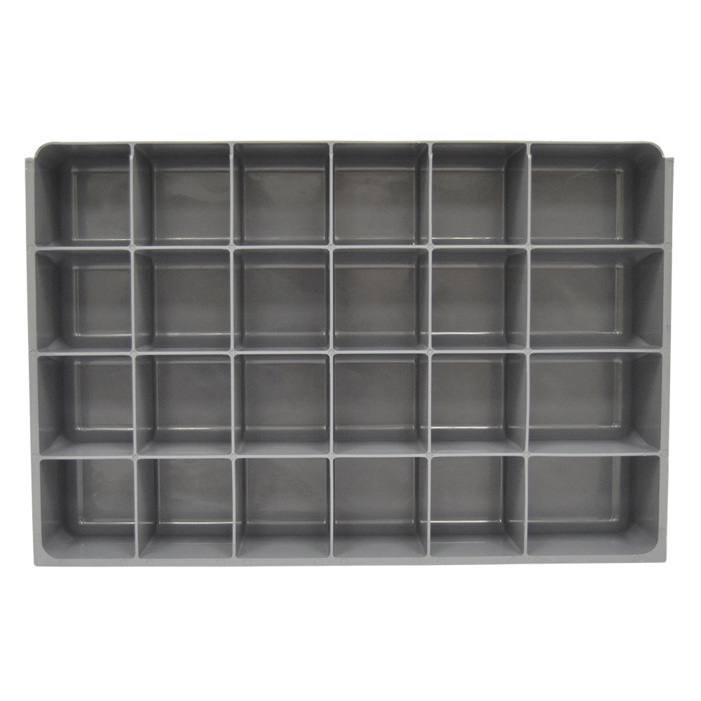 24 Compartment Gray Plastic Compartment Insert