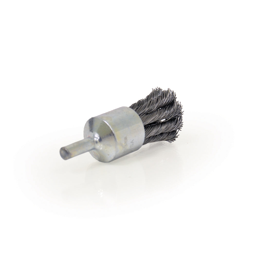 3/4 Inch X 0.014 Inch Carbon Steel Knot Straight Cup Stem Mounted End Brush