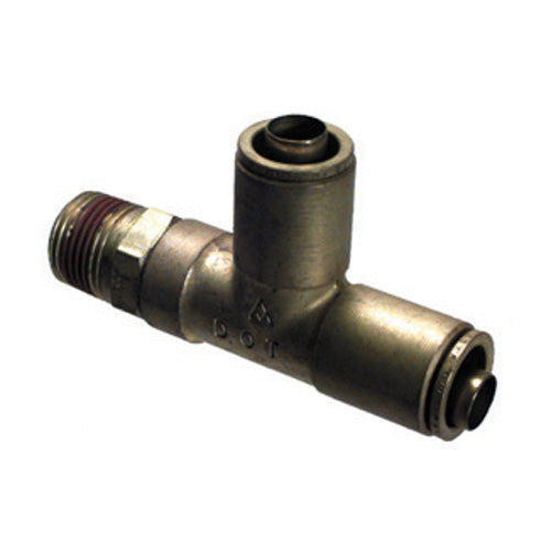 3/8 Tube x 3/8 Inch Brass Male Swivel Run Tee Push On D.O.T. Air Brake Connector