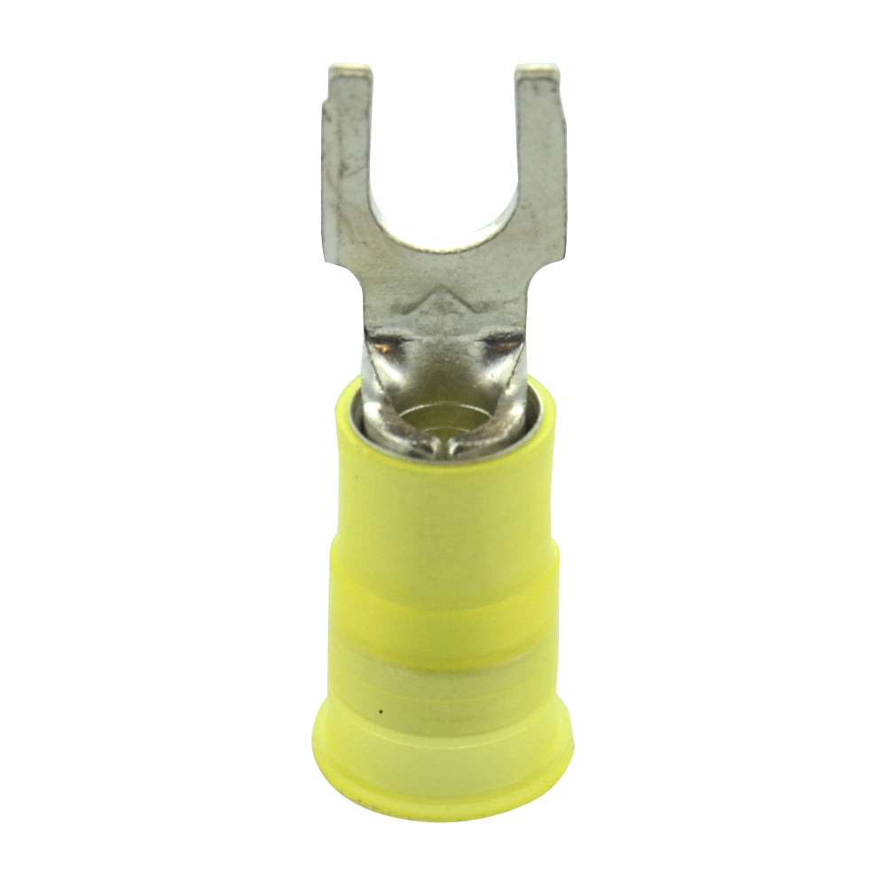 12-10 Awg #6 Stud Yellow Nylon Insulated Block Fork Terminal