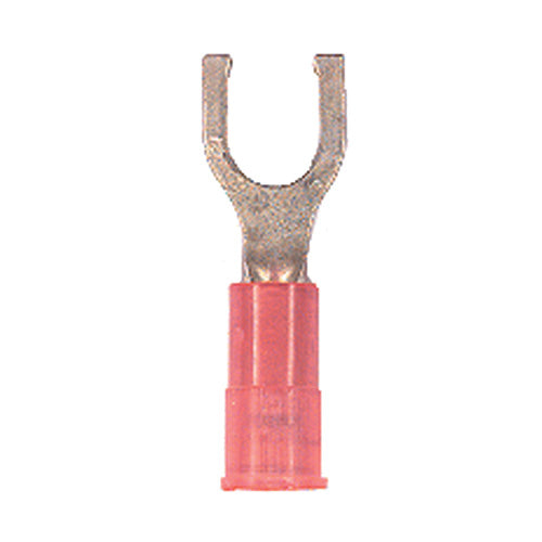 22-18 Gauge Fork Spade Terminal #10 Stud Nylon Insulated Red