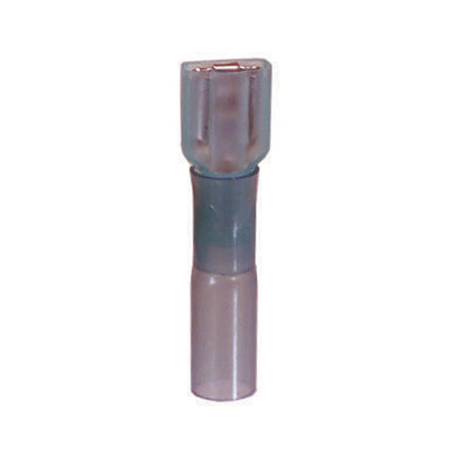 16-14 Gauge Female Push On Connector 1/4" Tab Fully Insulated Heat Shrink Nylon Blue.