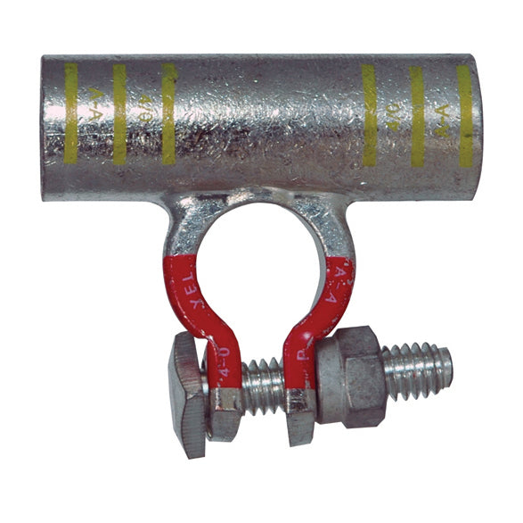 4/0 Awg Yellow A-A Electro-Tin Plated Solid Cast Copper Heavy Duty Positive Eco-Max® Flag Battery Terminal