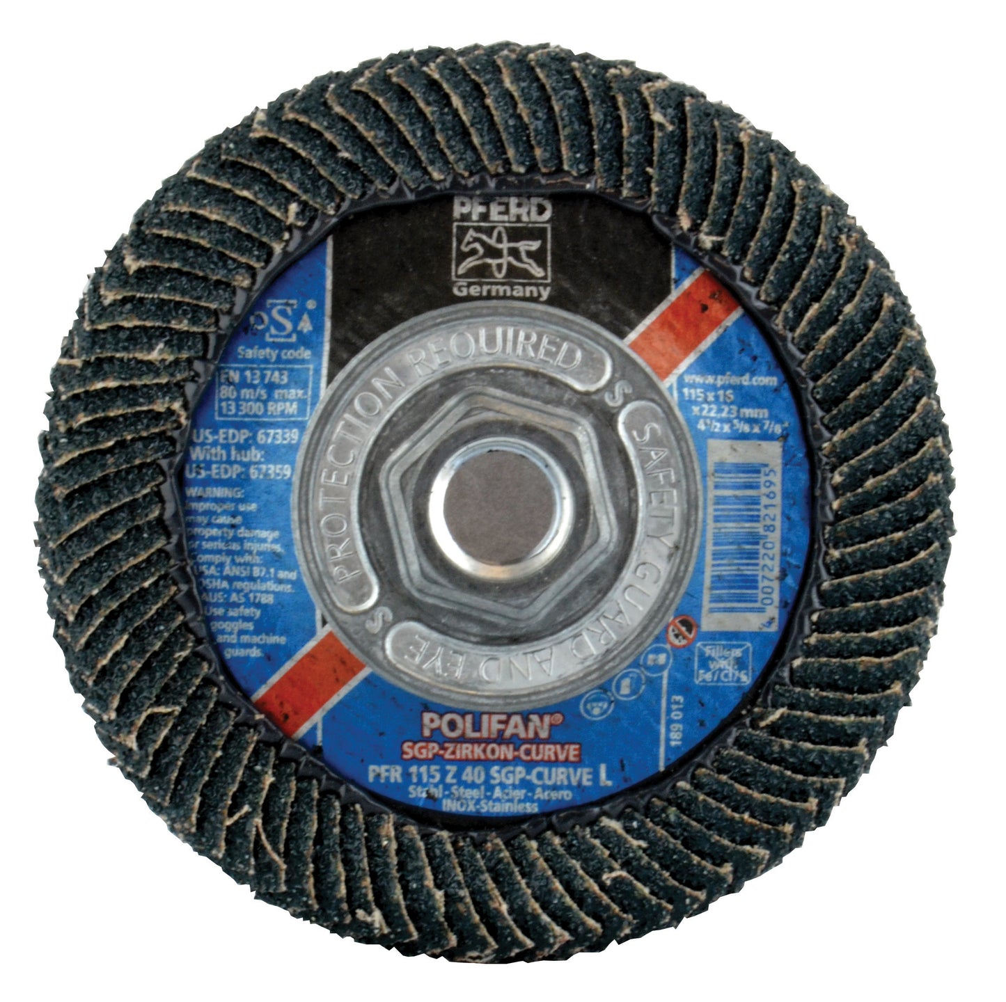 4-1/2 inch x 5/8-11 Z SGP CURVE STEELOX 40 Grit Flap Disc 5/16" Radius-Zirconia