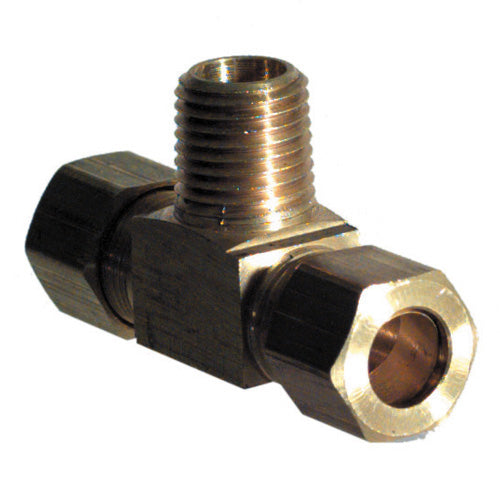 3/16 Inch Tube X 1/8 Inch Male Pipe Brass Compression Tube Male Branch Tee