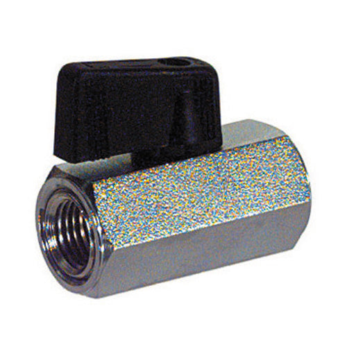 1/4-18 Inch Mini Ball Valve With One Piece Body - Female x Female Chrome Plated Brass