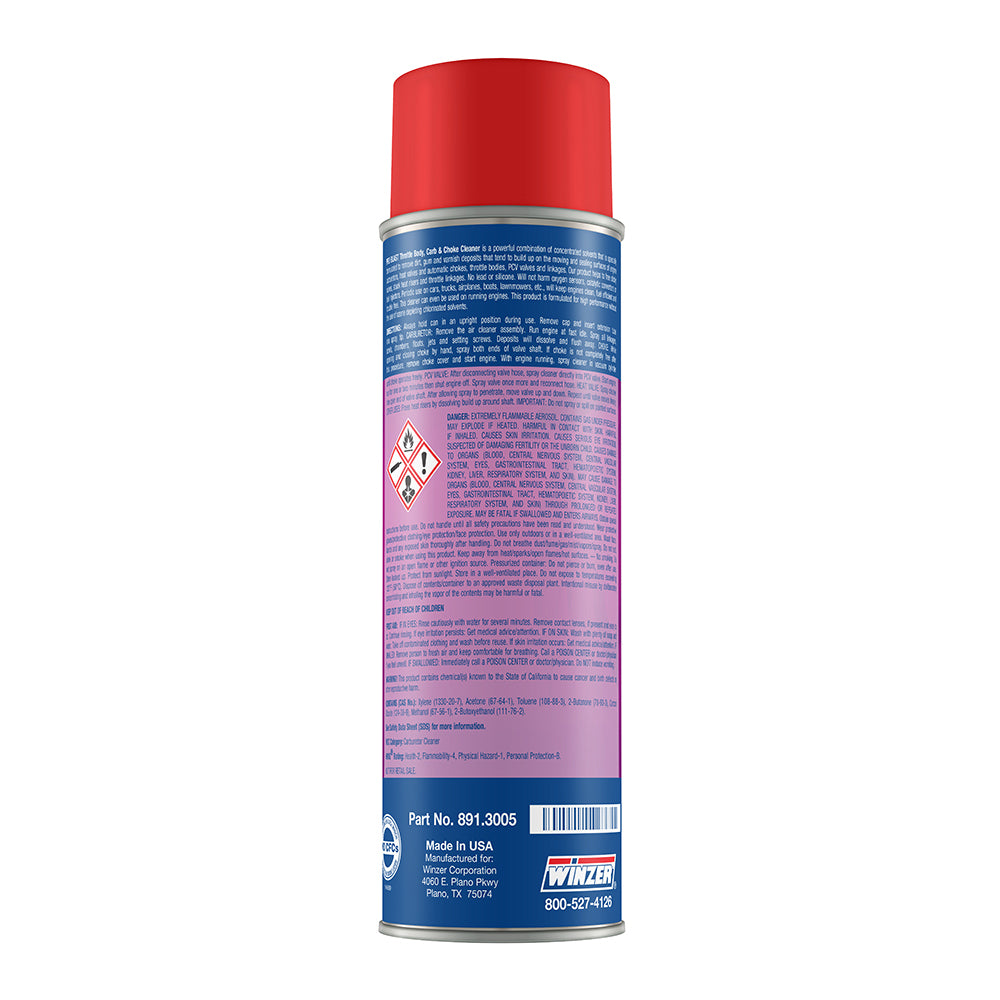 Winzer Pro Blast Throttle Body- Carburetor & Choke Cleaner - 15.5 Oz Net Wt. - Aerosol