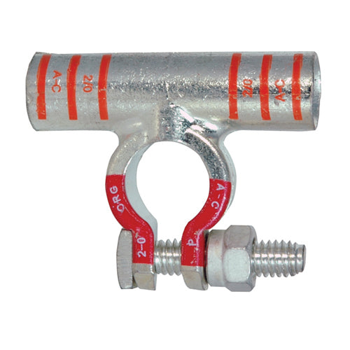 2/0 Awg Orange A-C Electro-Tin Plated Solid Cast Copper Heavy Duty Positive Eco-Max® Flag Battery Terminal