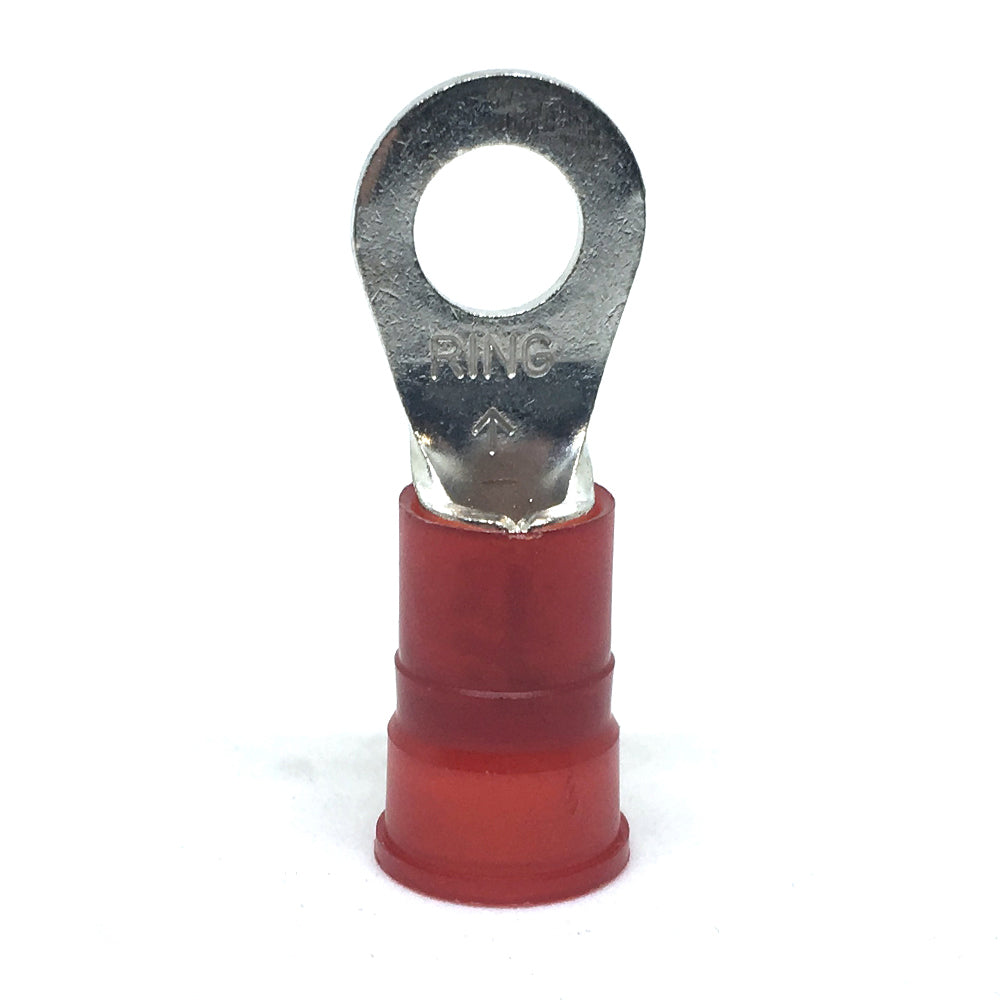8 Gauge Nylon Insulated Ring Terminal Red 3/8 Stud